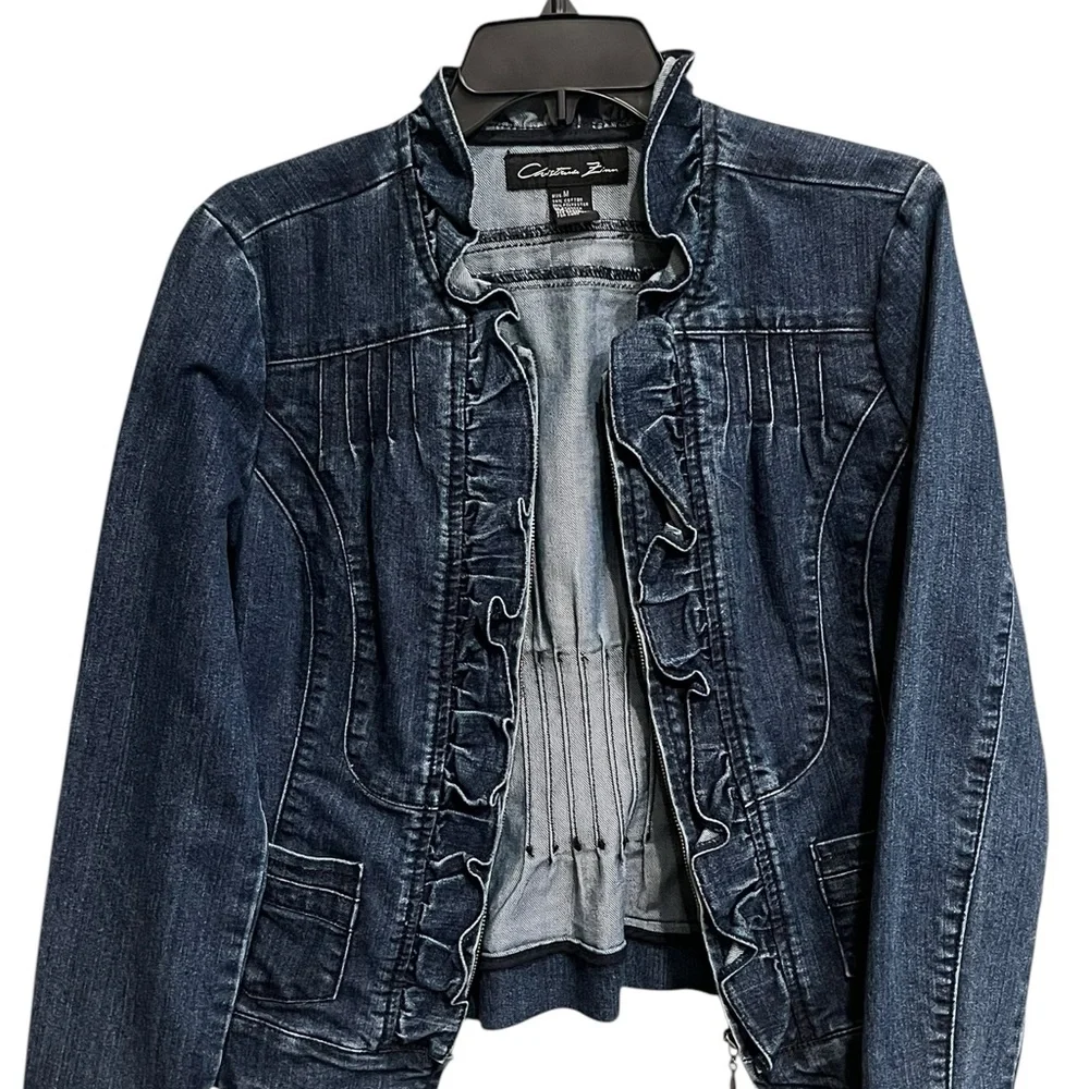 Blue Denim Ruffle Jacket - Picture 3 of 12